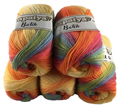 Rainbow Wool Pack 5 X 100g Papatya Batik Yarn Wool Crochet DK Acrylic Shade 15 • £16