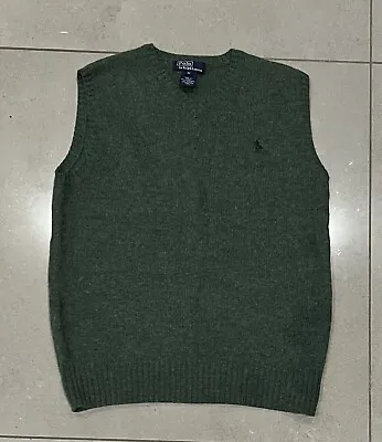 Polo Ralph Lauren Green Wool Vest Tank Top Men’s Size M Lambswool Golf • £32.99