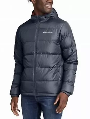 Eddie Bauer Coat Packable Down Hooded Puffer Lightweight Jacket Med Grey NEW • $36.99