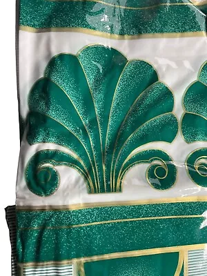 Vintage Vinyl Shower Curtain Emerald Green & Gold Seashell 70 X70  New 1980s • $17.99