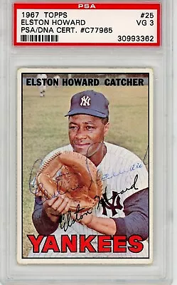 1967 Topps #25 Elston Howard PSA/DNA Card Grade 3 VG Authentic Autograph Yankees • $150