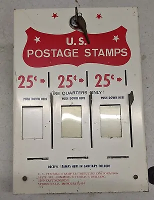 Vintage US Mail Postage Stamp Metal Machine Dispenser 25 Cent W Order Forms Keys • $145.95