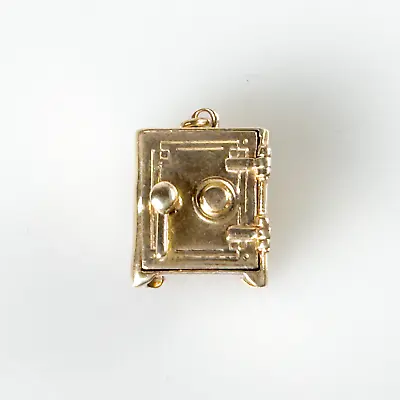Vintage 14K Yellow Gold Locking Safe Charm Pendant 1/2 Inch 3 Grams • $275