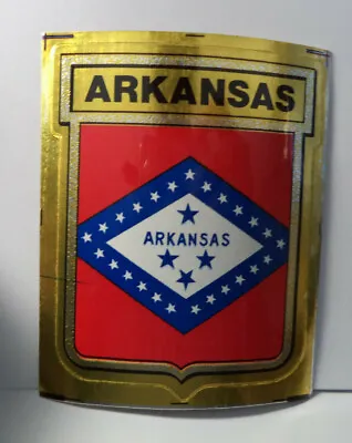 1972 Arkansas Sticker State Flag Medallion Vintage Gulf Oil 3  X 4  Premium • $5.99