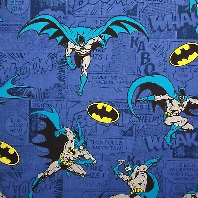 DC Comics Batman On Blue Quilting Dressmaking Cotton Fabric Per 50cm C16 • £1.50