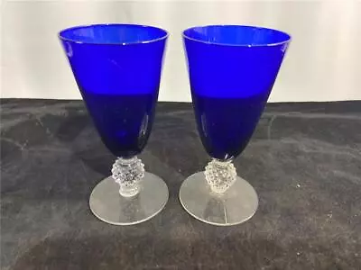 2 Morgantown Glass Golf Ball 5  Juice Glasses Ritz Blue • $19.99