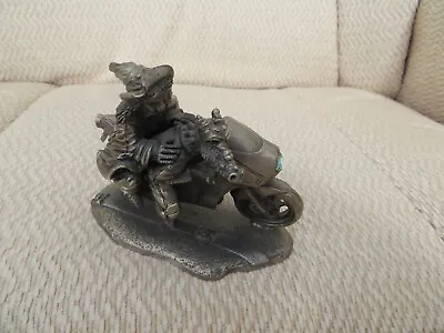 Hold On Tight! No 3181 Pewter Motorbike Figure Of Wizard & Dragon By Mark Locker • £16
