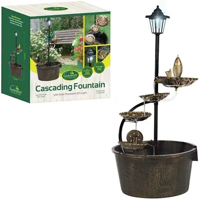 £49.95 • Buy Water Barrel Fountain With Solar Light GardenKraft Lotus Cascading Water Feature