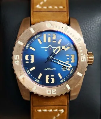 Bronze Diver Watch Zan Watch Ocean Blue Cal.MT9015 • $385