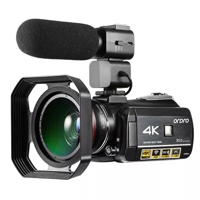 ORDRO AC3 30MP 4K Camcorder Wifi Video Camera W/ Microphone Wide-Angle Lens Hood • $242.85