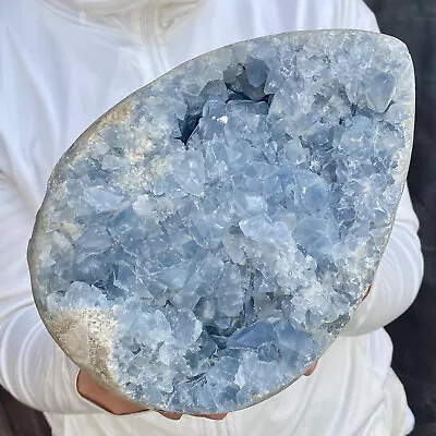 18.08LB Natural Beautiful Blue Celestite Crystal Geode Cave Mineral Specimen • $0.99