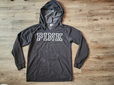 Victoria’s Secret PINK Gray White Pullover Hooded Sweatshirt Hoodie Size XS  • $17.99