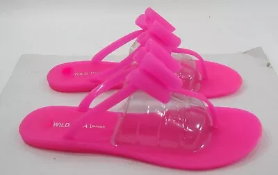 Wild Diva New Pink Beach Retro T Strap Bow Jellies Jelly Sandal WOMEN Size 6 • $9.99