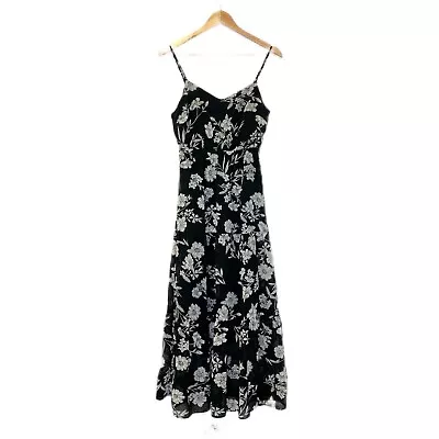 J.Crew Mercantile Women Black White Floral Chiffon Dress Size 0 #sh4 • $34