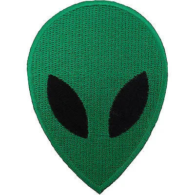 Green Alien Embroidered Iron On Patch Sew On Badge UFO Space Martian Head NASA • £2.79
