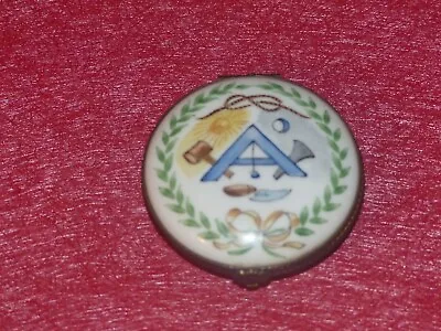 [Masonic Masonry] Box Porcelain Antique Decor Painted To The Hand France Ø 2 • $134.26