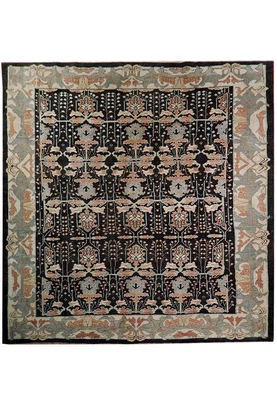 $2928 • Buy Black Wool 10x10 Oushak Charcoal William Morris Design Antique Turkey Rug