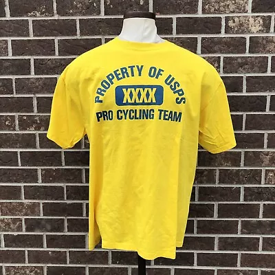 Vintage 2002 USPS Pro Cycling Team 4x Tour Champions Bicycling Yellow T-Shirt XL • $39.99