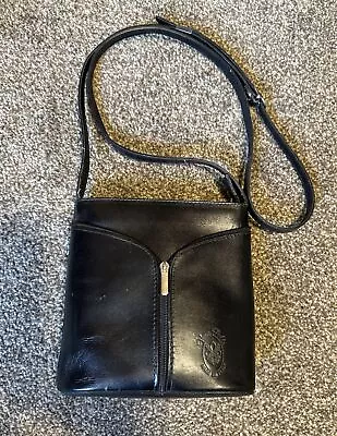 Vera Pelle Black Italian Leather Small Bucket Bag Made In Italy • $15.99