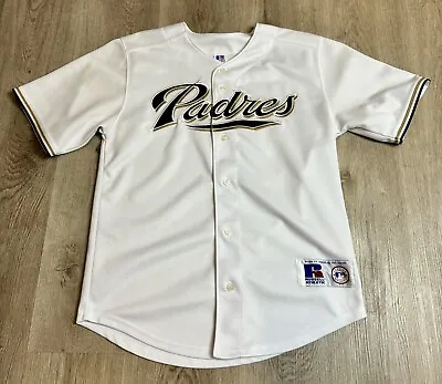 Vintage San Diego Padres Russell Baseball Jersey Women’s Size 14/16 White • $69