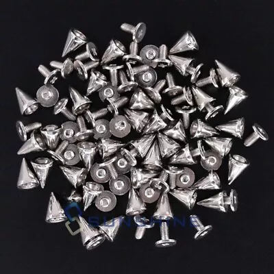 Silver Spikes Studs Metal Bullet Cone Screw Back Leather Craft Rapid Rivet Screw • $10.99