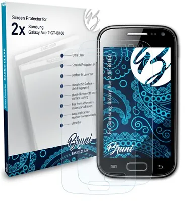Bruni 2x Protective Film For Samsung Galaxy Ace 2 GT-i8160 Screen Protector • £9.59