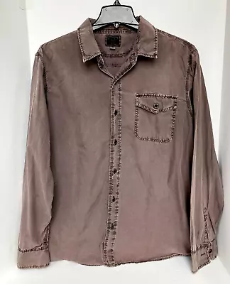 CONVERSE One Star Mens Size XL Cotton Casual Brown Button Up Shirt Metal Buttons • $14.95