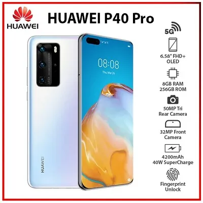(New&Unlocked) Huawei P40 Pro 5G WHITE 8GB+256GB Dual SIM Android Mobile Phone • $1169