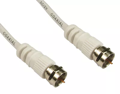 £3.99 • Buy 5m LONG Satellite Cable F Type Screw Connector Lead For Sky Virgin WHITE 5 Metre
