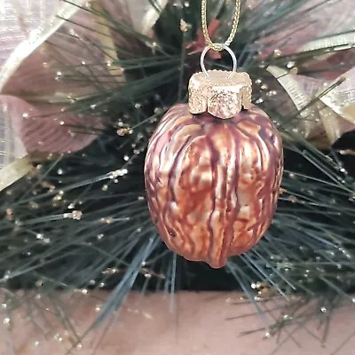 Vintage Blown Glass Walnut Christmas Ornament Chocolate Brown Color  • $8.99