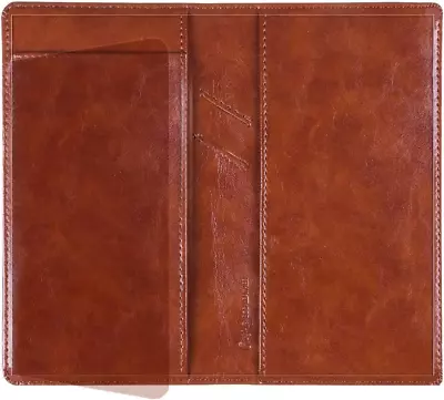 Leather Checkbook Cover: Built-In Divider Pen Holder RFID Blocking • $11.19