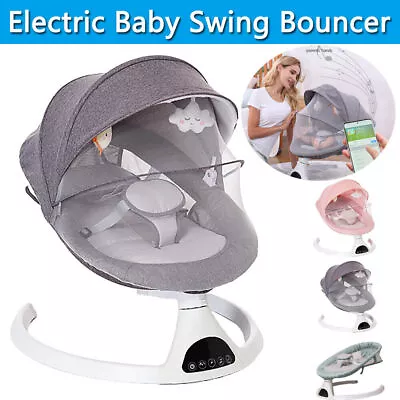 Electric Baby Rocking Chair Rocker Bouncer 5 Swing Gear Bluetooth Cradling UK • £69.90