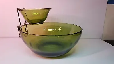 Vintage Mid Century Avocado Green Chip & Dip Set • $24.99