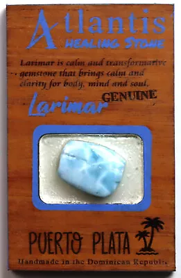 Handcrafted One Of A Kind Genuine Larimar Cabochon On Mahogany Wood Base 3x2inch • $5