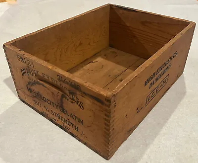 1937 DuPont Dangerous Explosives Wood Crate 50 Lbs Hi-Velocity GelatinFinger J • $149.95