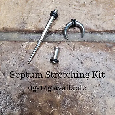 Steel Septum Stretching Kit Pincher Taper Plug Tunnel Ring Piercing Nose 14g 12g • $19.99