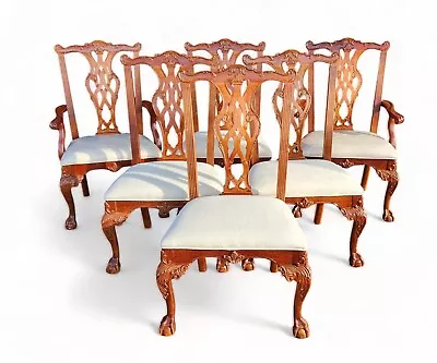 Set 6 Stanley Furniture Mahogany Chippendale Style Dining Room Chairs C2008 • $975