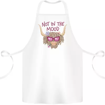 Not In The Mood Funny Highland Cow Cotton Apron 100% Organic • £12.99