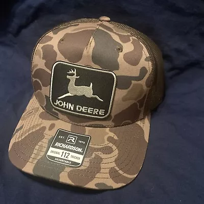 Vintage John Deere Patch Old School Duck Camo Richardson 112 Snapback Cap • $22