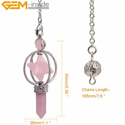 1 Pcs Natural Crystal Stone 7 Chakra Pendulum Pendant Merkaba Energy Healing • £5.03