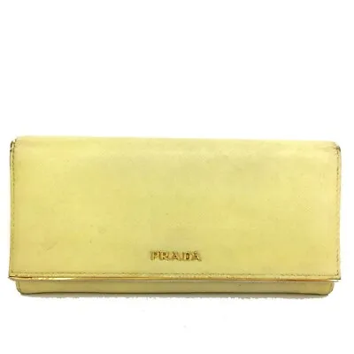 PRADA Logo Saffiano Leather Long Bifold Wallet  • $60