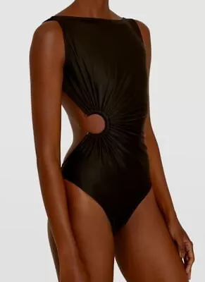 $140 Lenny Niemeyer Women's Black Asymmetric Bateau One-Piece Swimsuit Size XL • $45.18