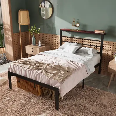 Azaruddin Metal Storage Platform Bed With Headboard Shelf • $196.87