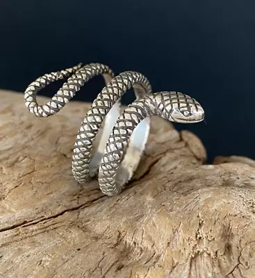 Vintage Sterling Silver Snake Ring SZ 6 3/4 • $45