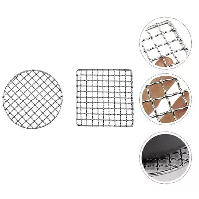  2 Pcs Stainless Steel BBQ Mesh Outdoor Griddle Grill Barbecue Accessory Top Net • £13.88