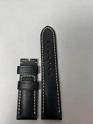 $250 • Buy Panerai OEM 24mm Black Leather Strap Band W/ Ivory Stitching For Tang (24/22MM)