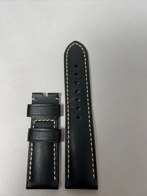 $250 • Buy Panerai OEM 24mm Black Leather Strap Band W/ Ivory Stitching For Tang (24/22MM)