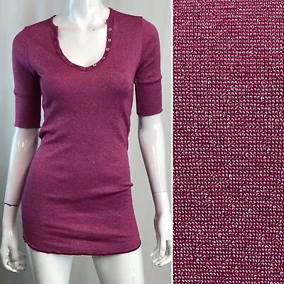 Michael Stars Maternity Pink Purple Short Sleeve Stretchy Top Original Tee OS • $14.76