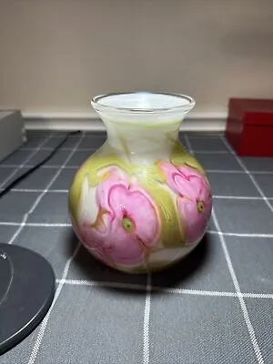 Large 1979 Charles Lotton Multi Floral Art Glass Vase • $799.99