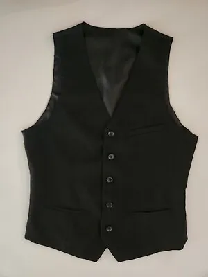 H&M Slim Fit Vest Mens 36R Black Sleeveless Button Up Business Formal Work • $18.99